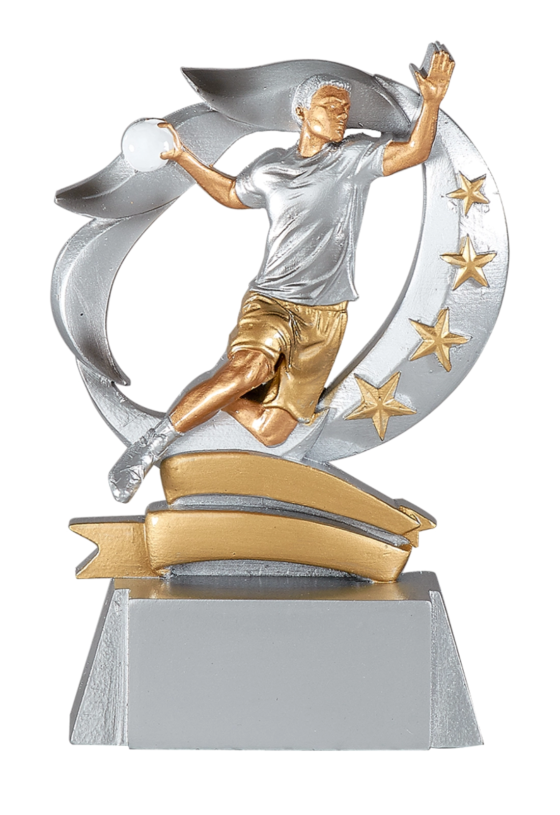 Trophée Handball Résine 15 cm – Argent et Or – Trophyshop