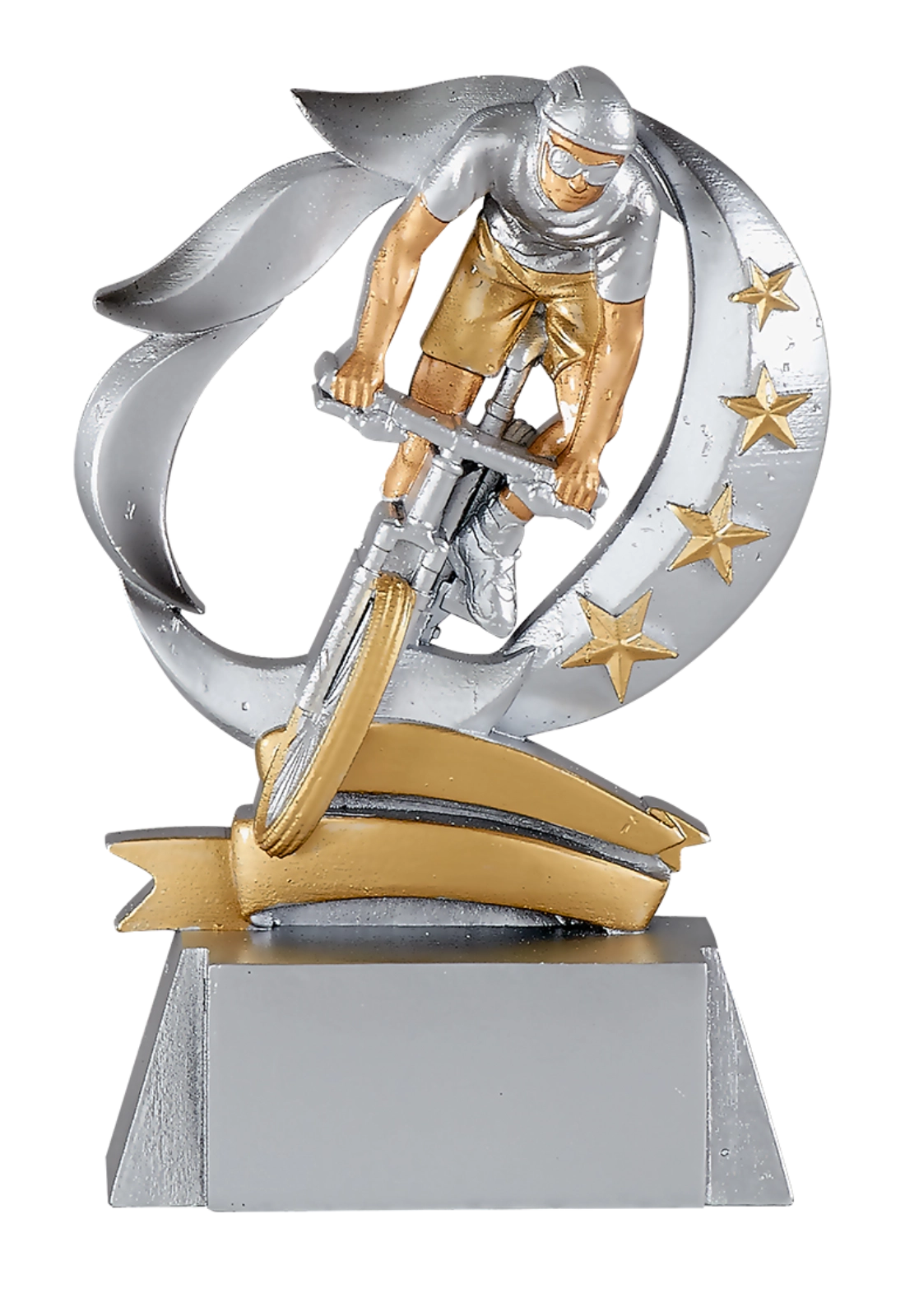 Trophée Cyclisme VTT Résine 15 cm – Argent et Or – Trophyshop