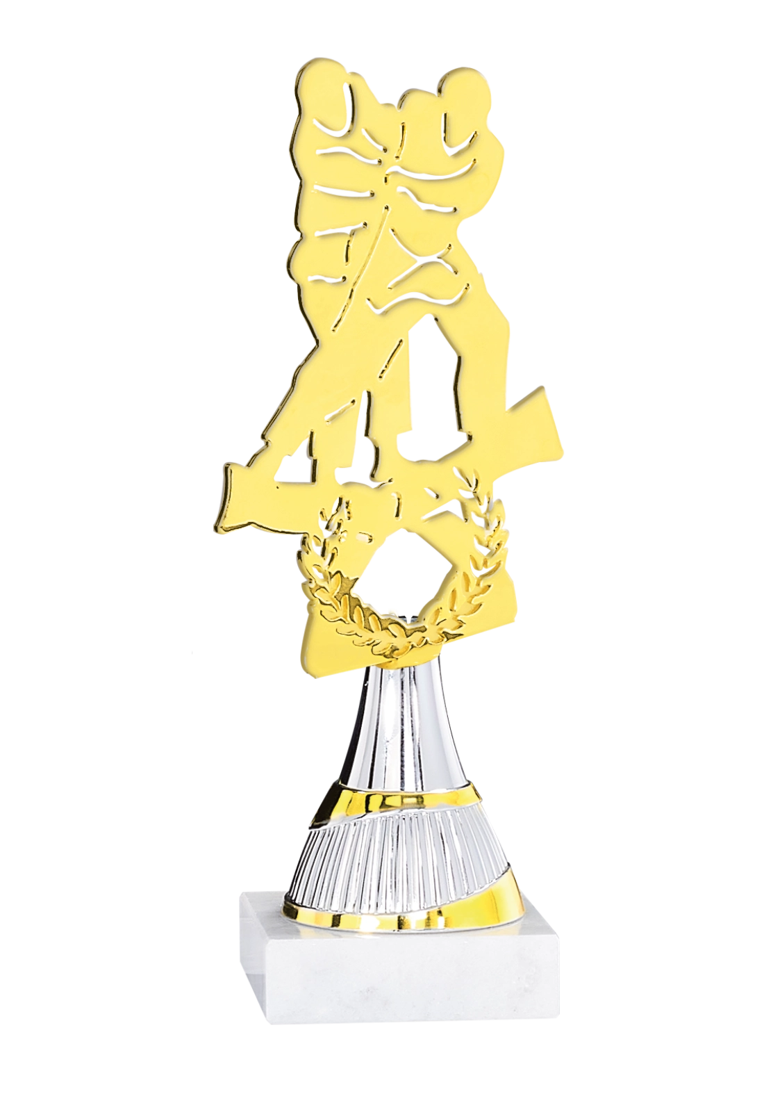 Trophée Judo Métal Découpé Laser 21 cm – Base Marbre Blanc 55110 – Trophyshop