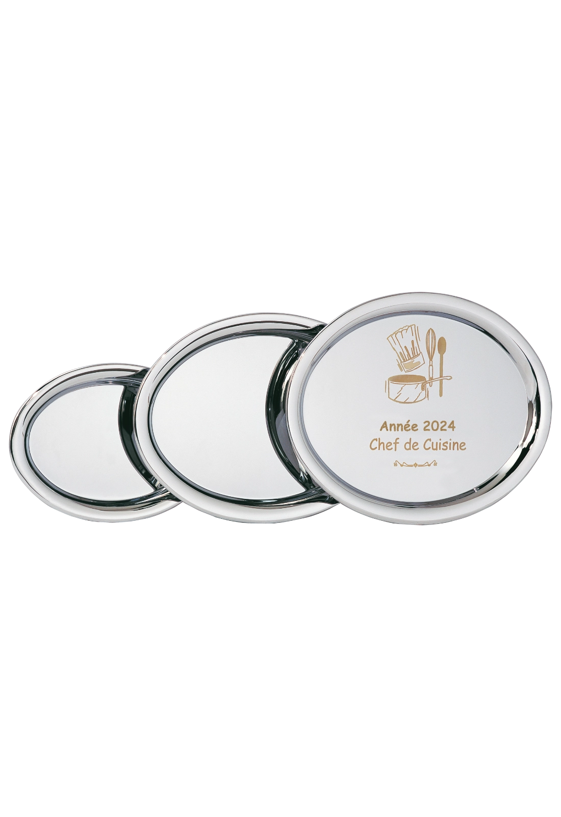 Plateau Métal Argenté Personnalisable – Trophée Associatif | 3 Formats – Trophyshop