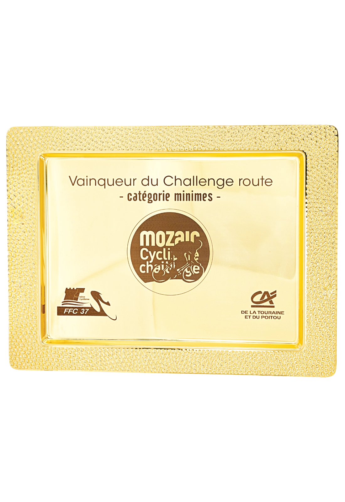 Plateau Métal Doré Personnalisable – Récompense Sportive Luxe | 3 Formats – Trophyshop