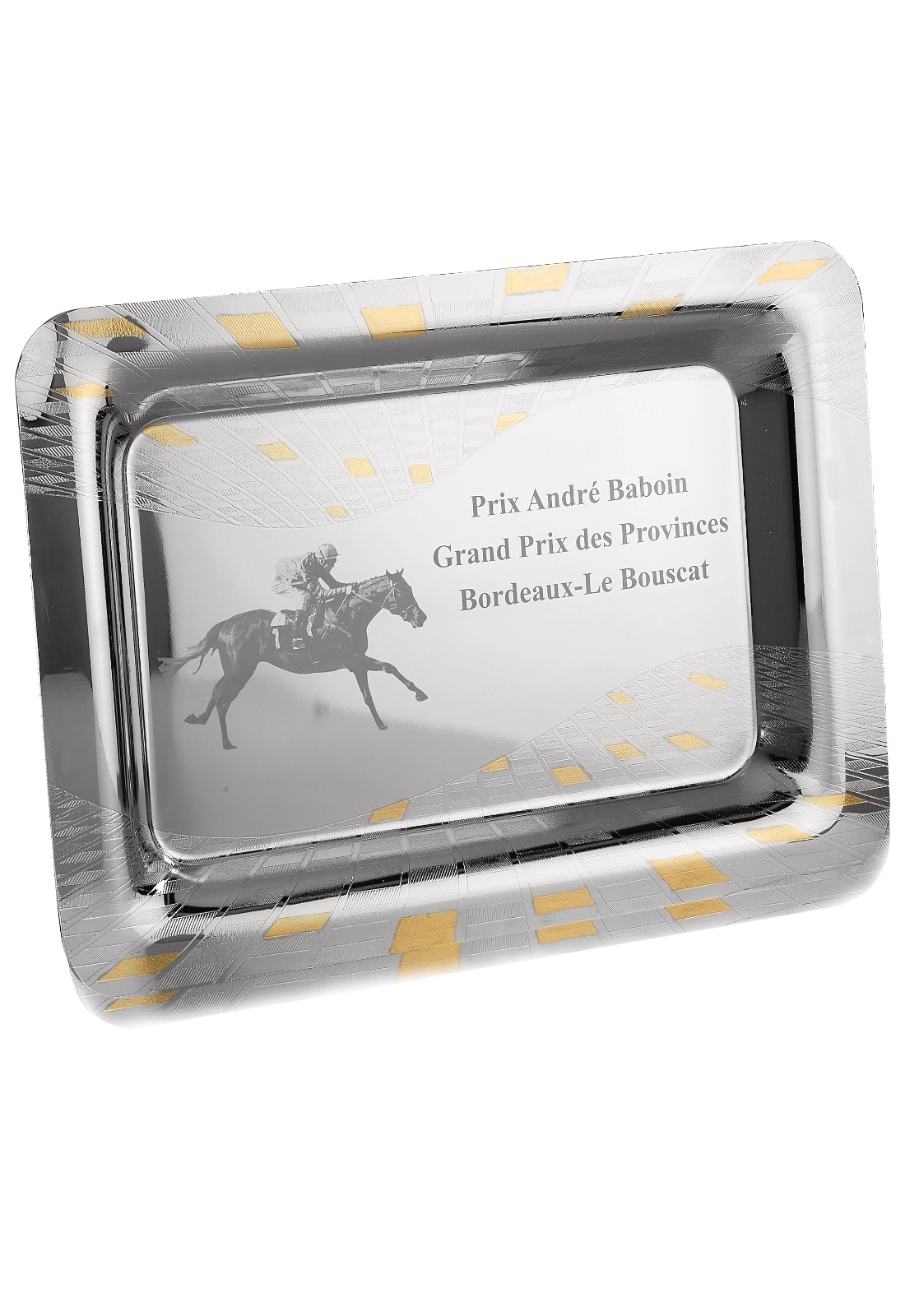 Plateau Métal Prestige Argent & Dorures – Trophée Cérémonie | 3 Formats – Trophyshop