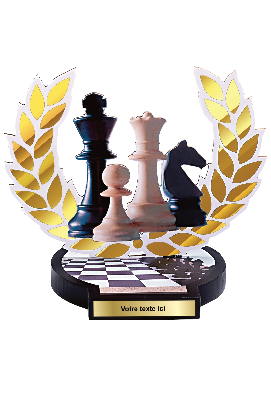 Trophée Échecs Bois Médium Impression Couleur 21 cm 56503 – Trophyshop