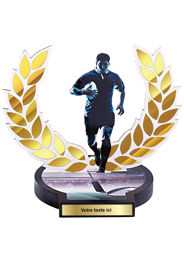 Trophée Bois Impression Couleur Rugby 56505