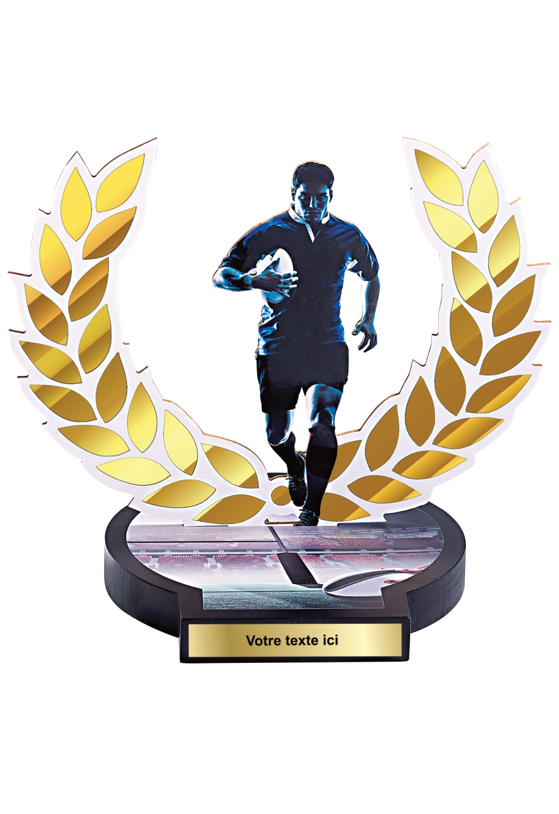 Trophée Bois Impression Couleur Rugby 56505