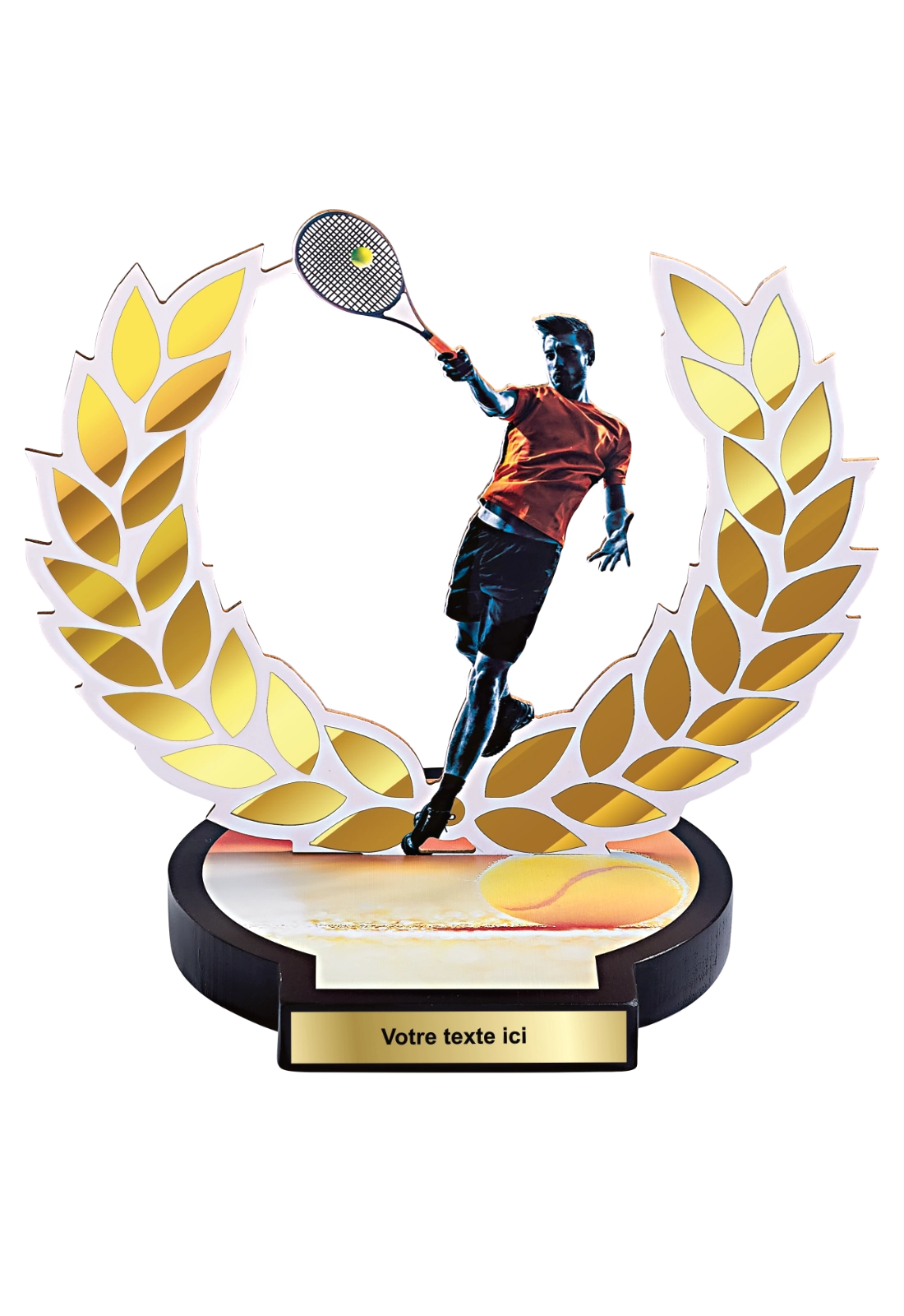 Trophée Bois Impression Couleur Tennis 56506