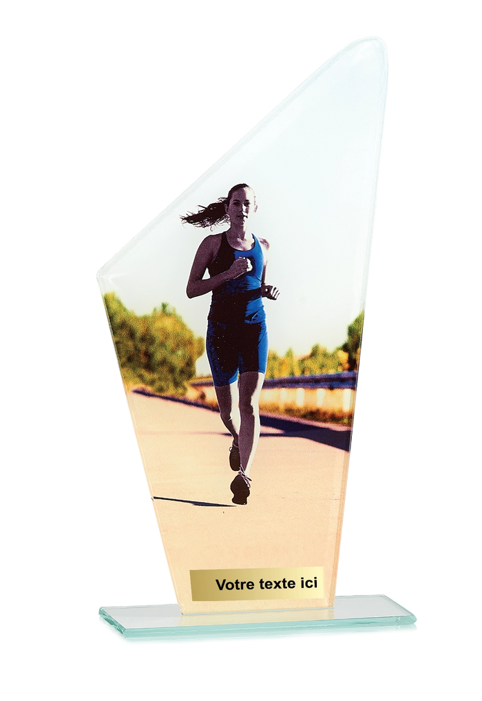 Trophée Verre Impression Couleur Course à Pied Femme 66104