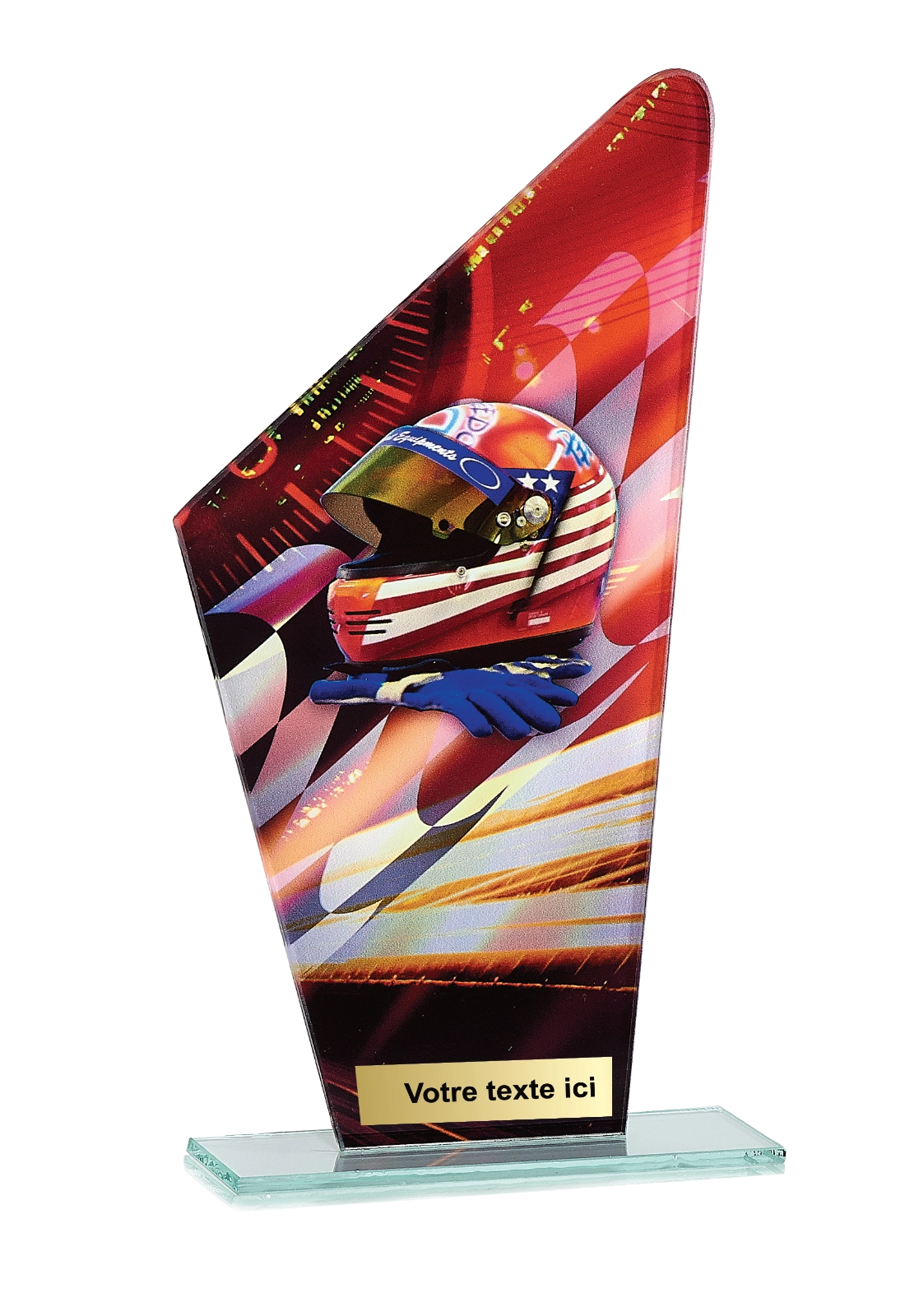 Trophée Verre Impression Couleur Karting 66106K personnalisable - TrophyShop