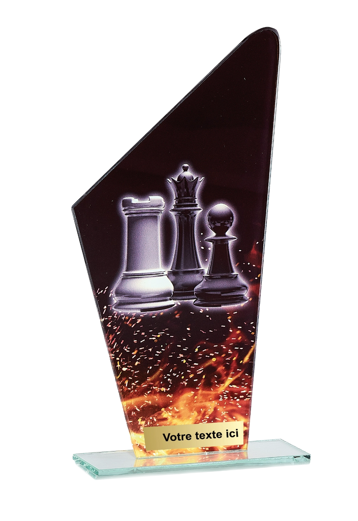 Trophée Verre Impression Couleur Échecs 66108