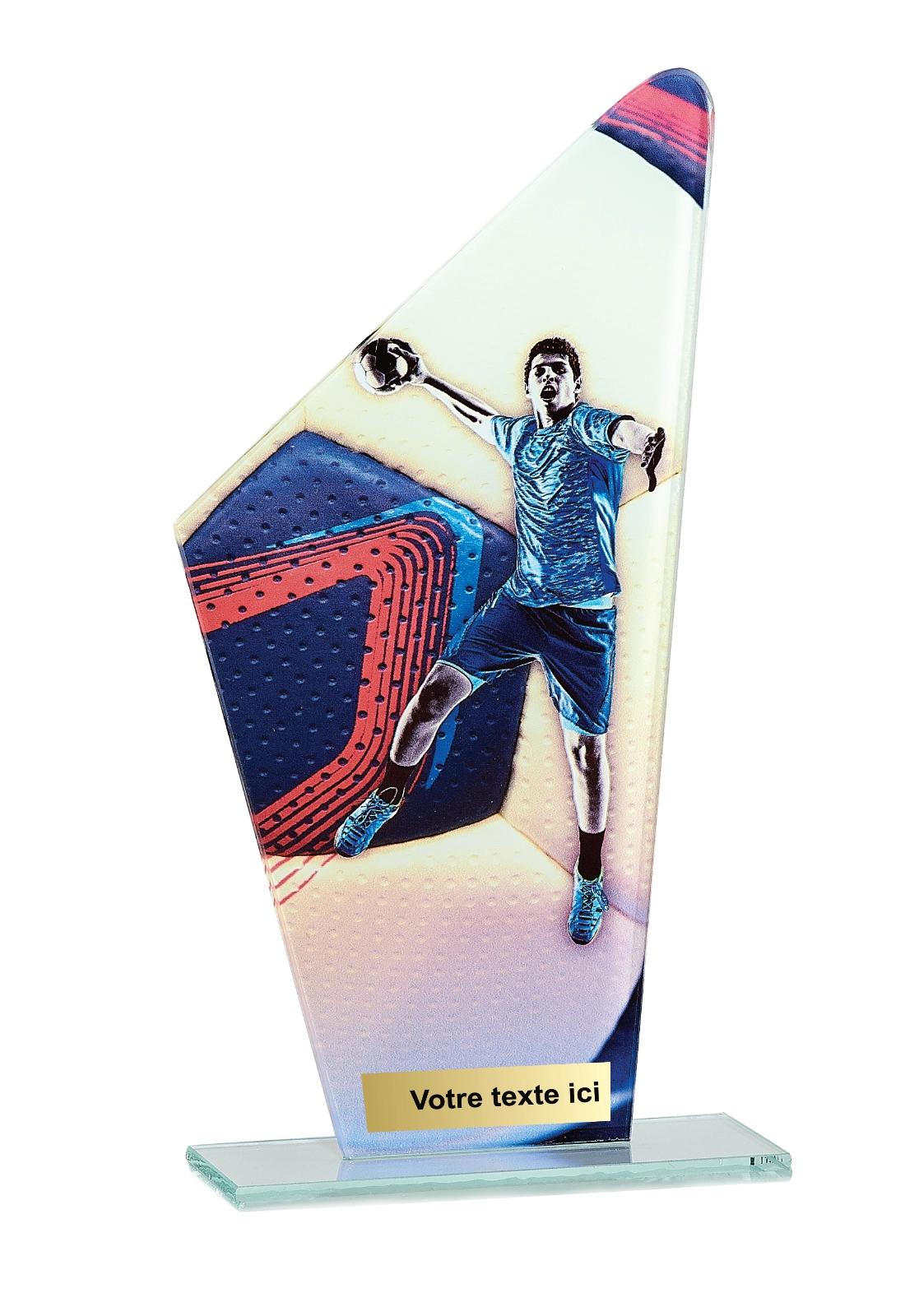 Trophée Verre Impression Couleur Handball 66113