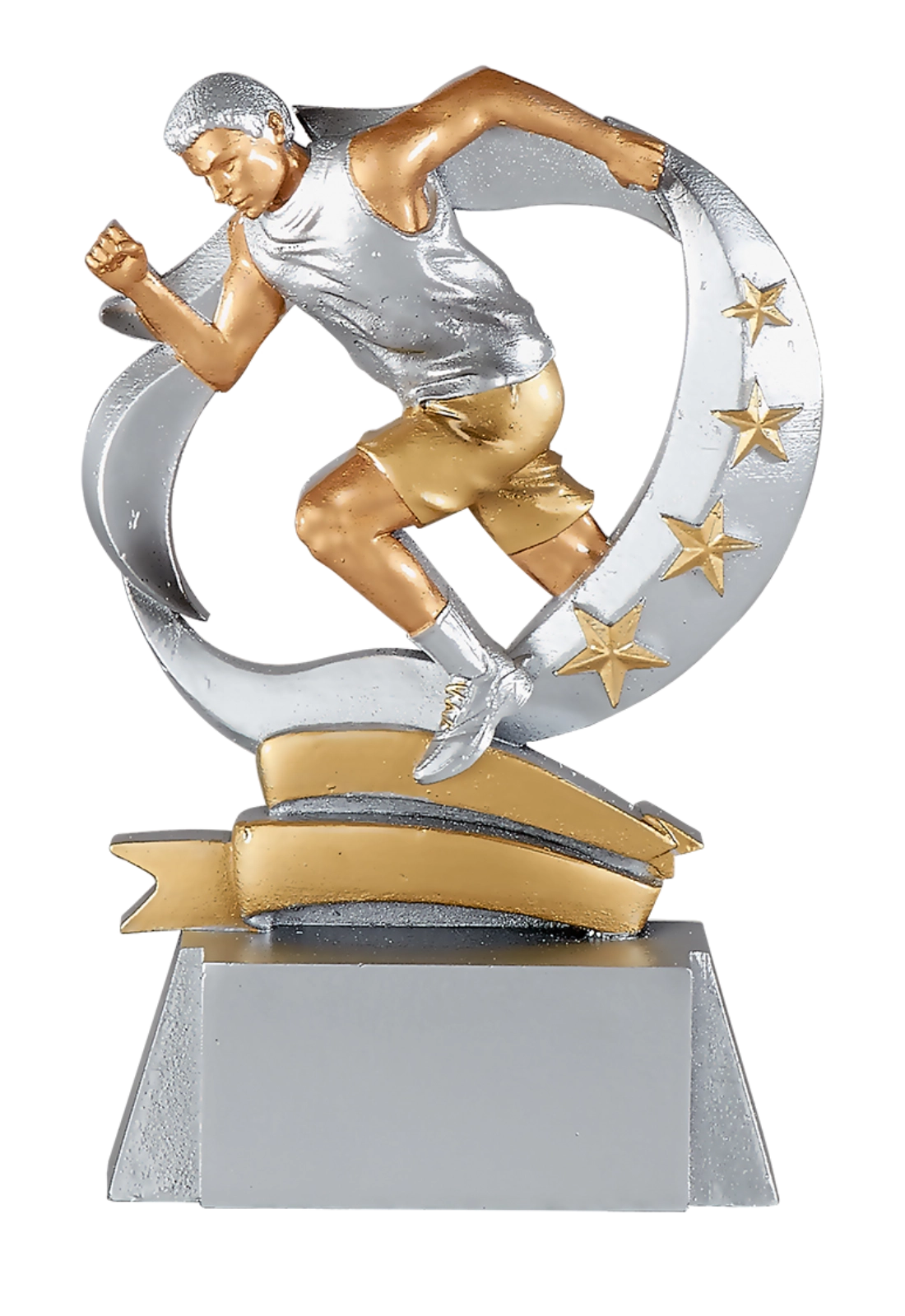 Trophée Course à Pied Résine 15 cm – Argent et Or – Trophyshop