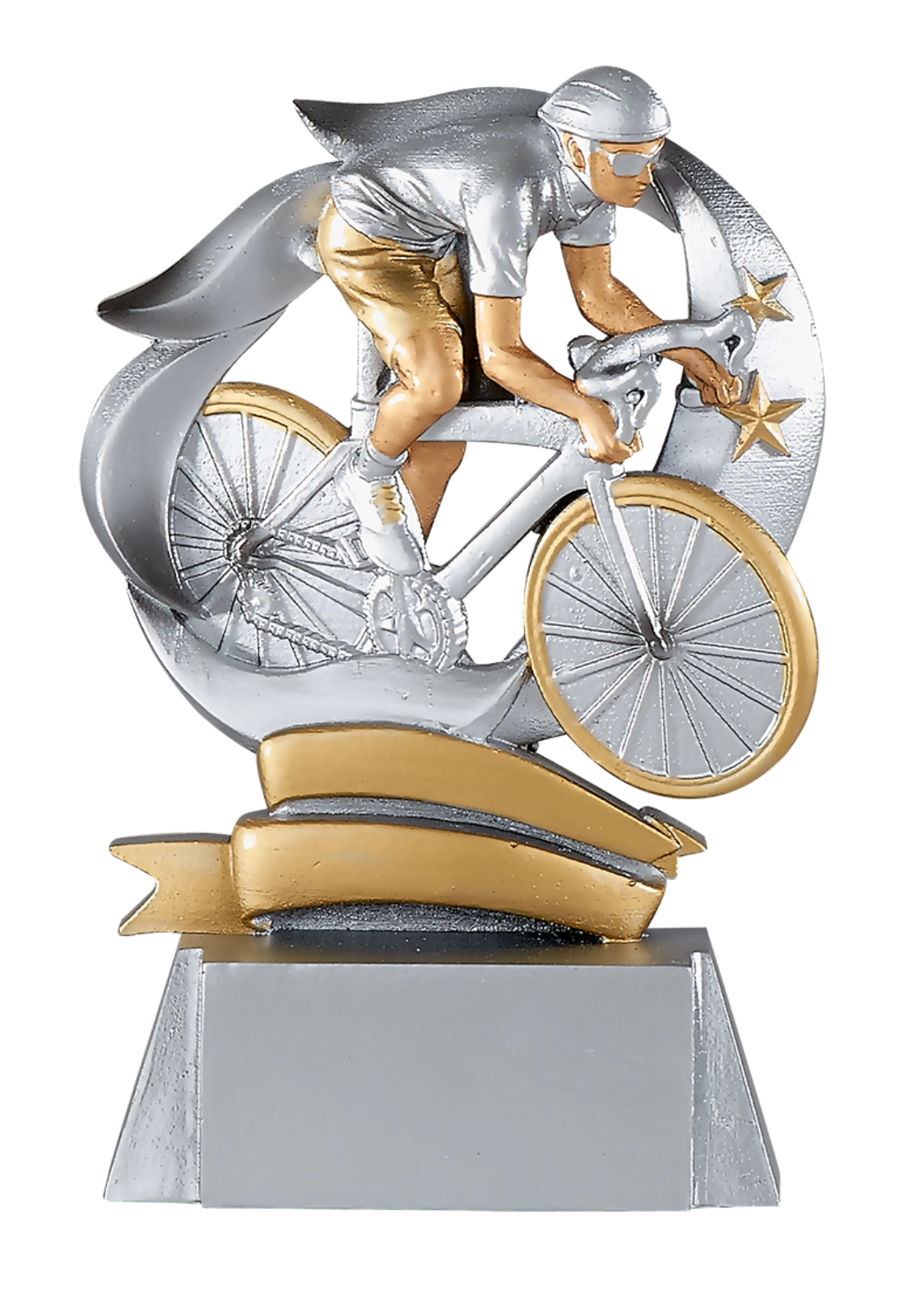 Trophée Cyclisme Résine 15 cm – Argent et Or – Trophyshop