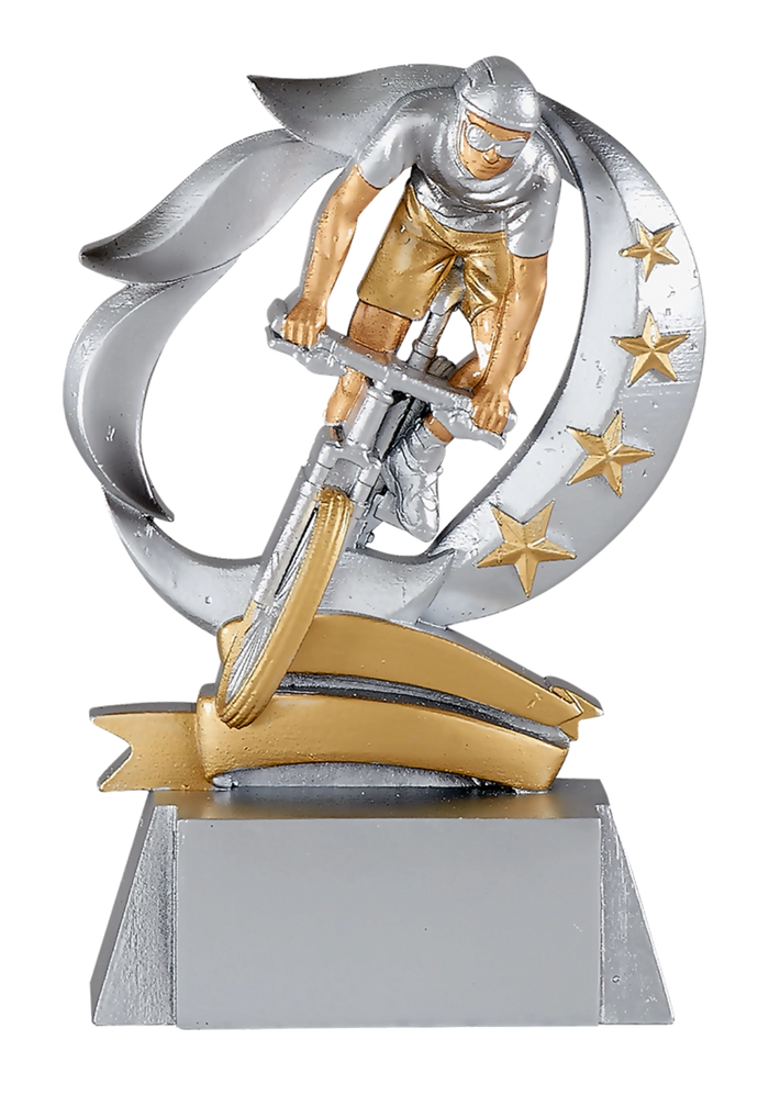 Trophée Résine Argent et Or Cyclisme VTT 15 cm 61417