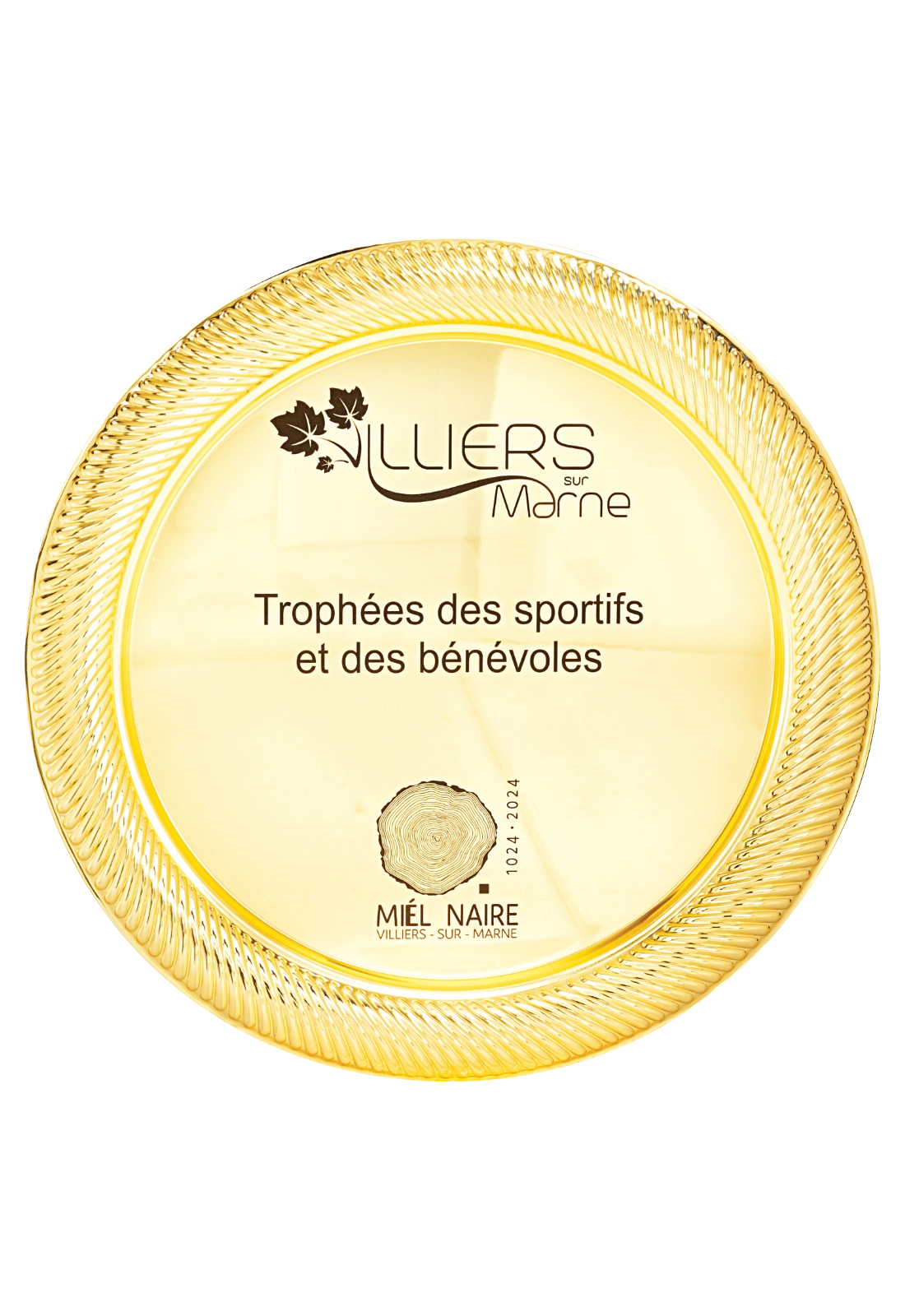Assiette Métal Dorée Personnalisable – Trophée Sport Premium | Ø33 à 45 cm – Trophyshop