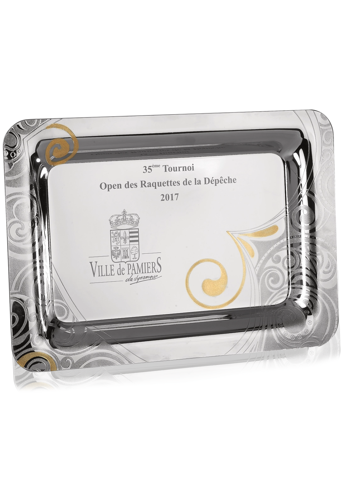 Plateau Métal Prestige Argent & Dorures – Distinction Club | 2 Formats – Trophyshop
