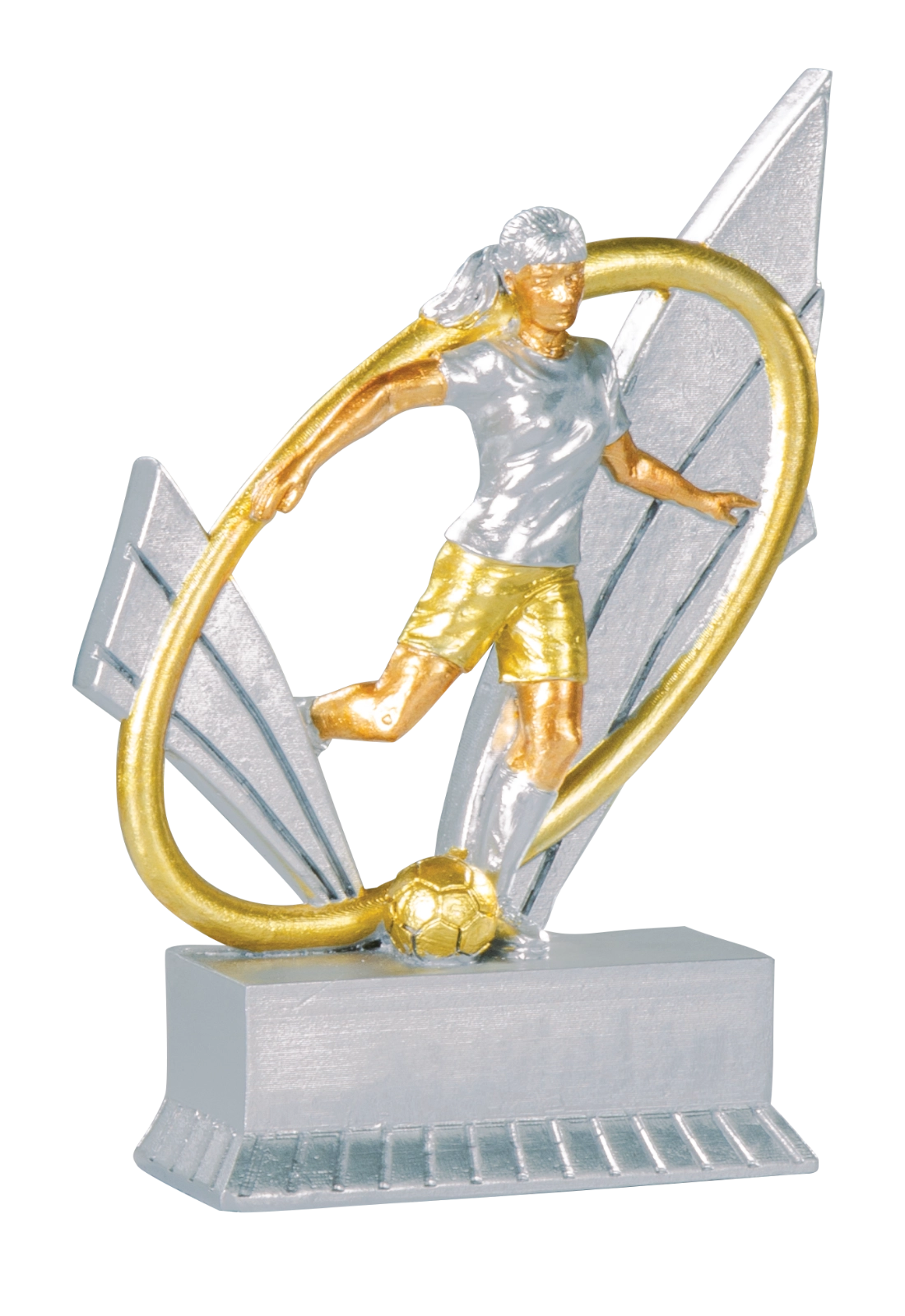 Trophée Résine Argent et Or Football Féminin 12 cm 31413