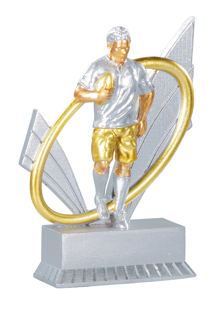 Trophée Résine Finition Argent et Or Rugby 12 cm 31429
