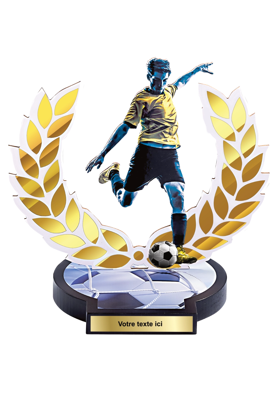 Trophée Bois Impression Couleur Football 56504
