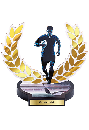Trophée Bois Impression Couleur Rugby 56505