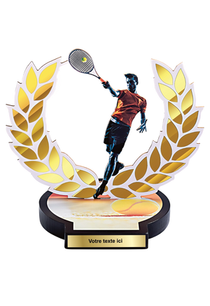 Trophée Bois Impression Couleur Tennis 56506