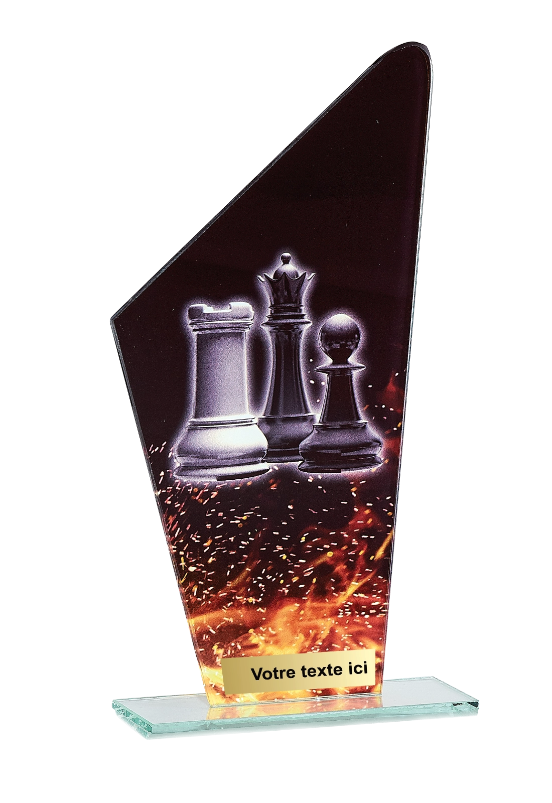 Trophée Échecs Verre Impression Couleur 22 cm 66108 – Trophyshop